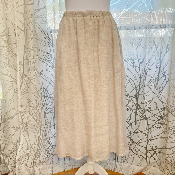 CP Shades Dresses & Skirts - CP SHADES BEIGE TAN LINEN STRETCHY WAISTBAND MAXI SKIRT